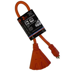 2 FT. 12/3 TRI-TAP EXTENSION CORD, ORANGE (UL)