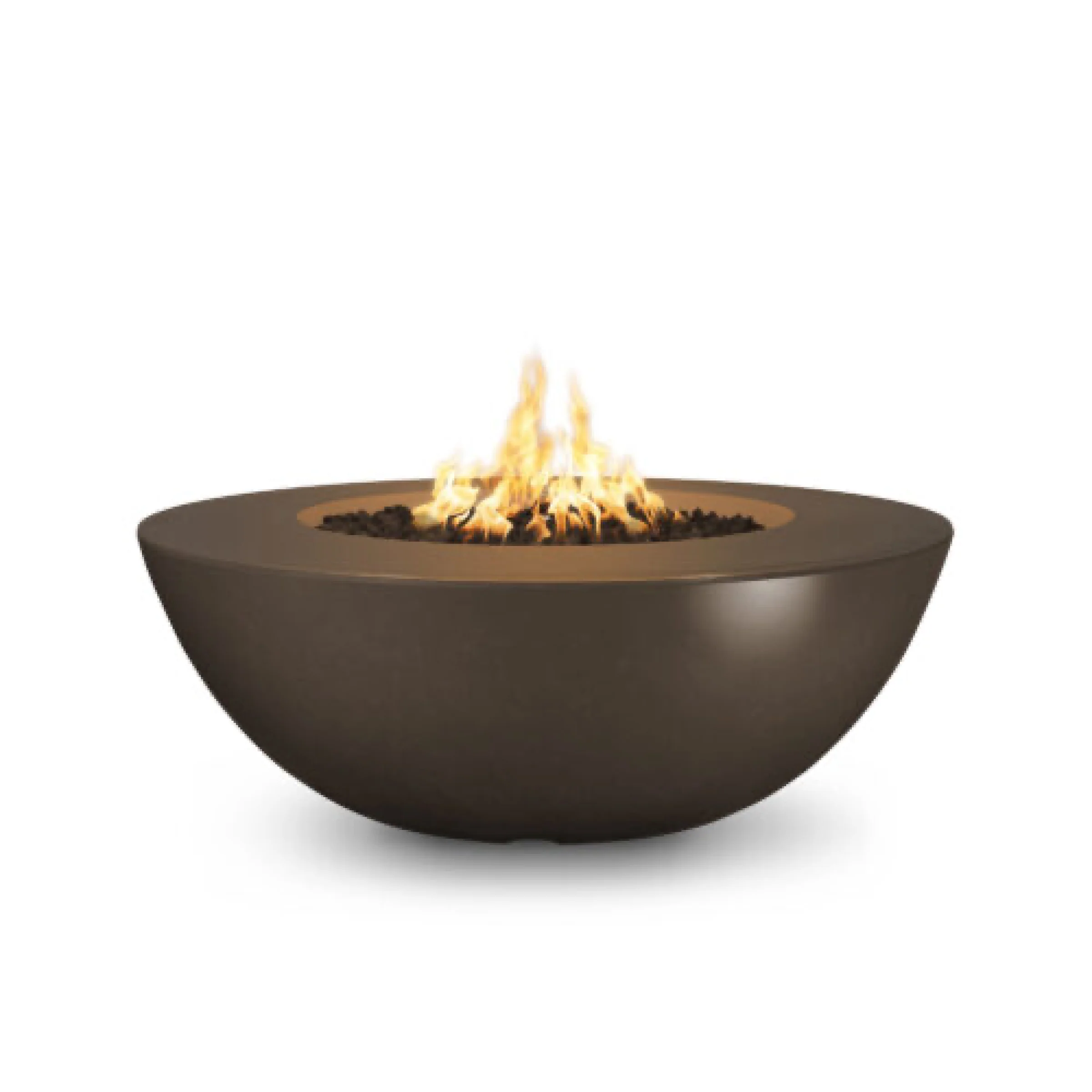 60" Round Sedona Fire Pit - GFRC Concrete - Rustic Moss Stone - Match Lit - Natural Gas