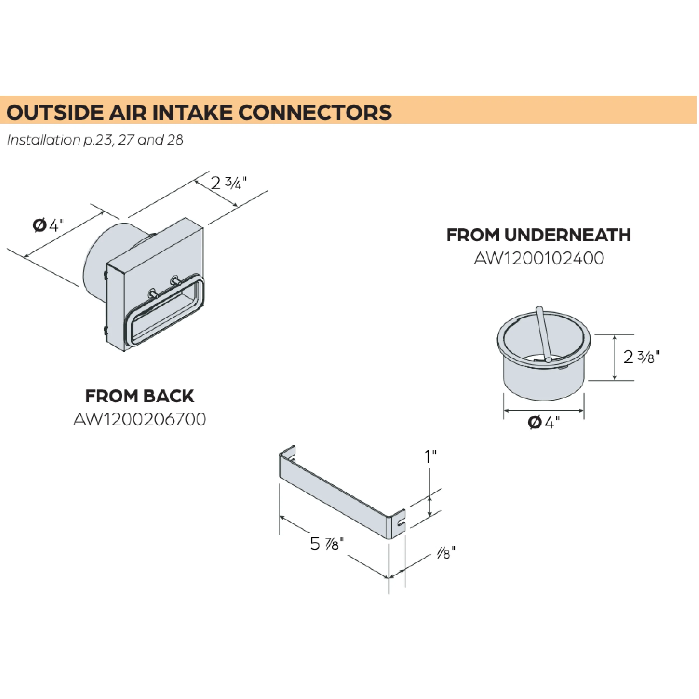 Airtight Outside Air Accessories for STUV 6 in