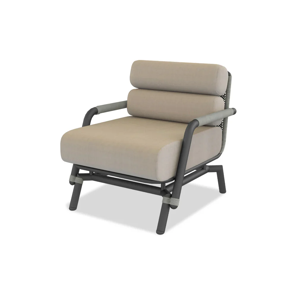 Amazonia Armchair with Graphite Frame, Granite and Fieldstone Rope with Bliss Aloe Sunbrella Cushions - Image 3