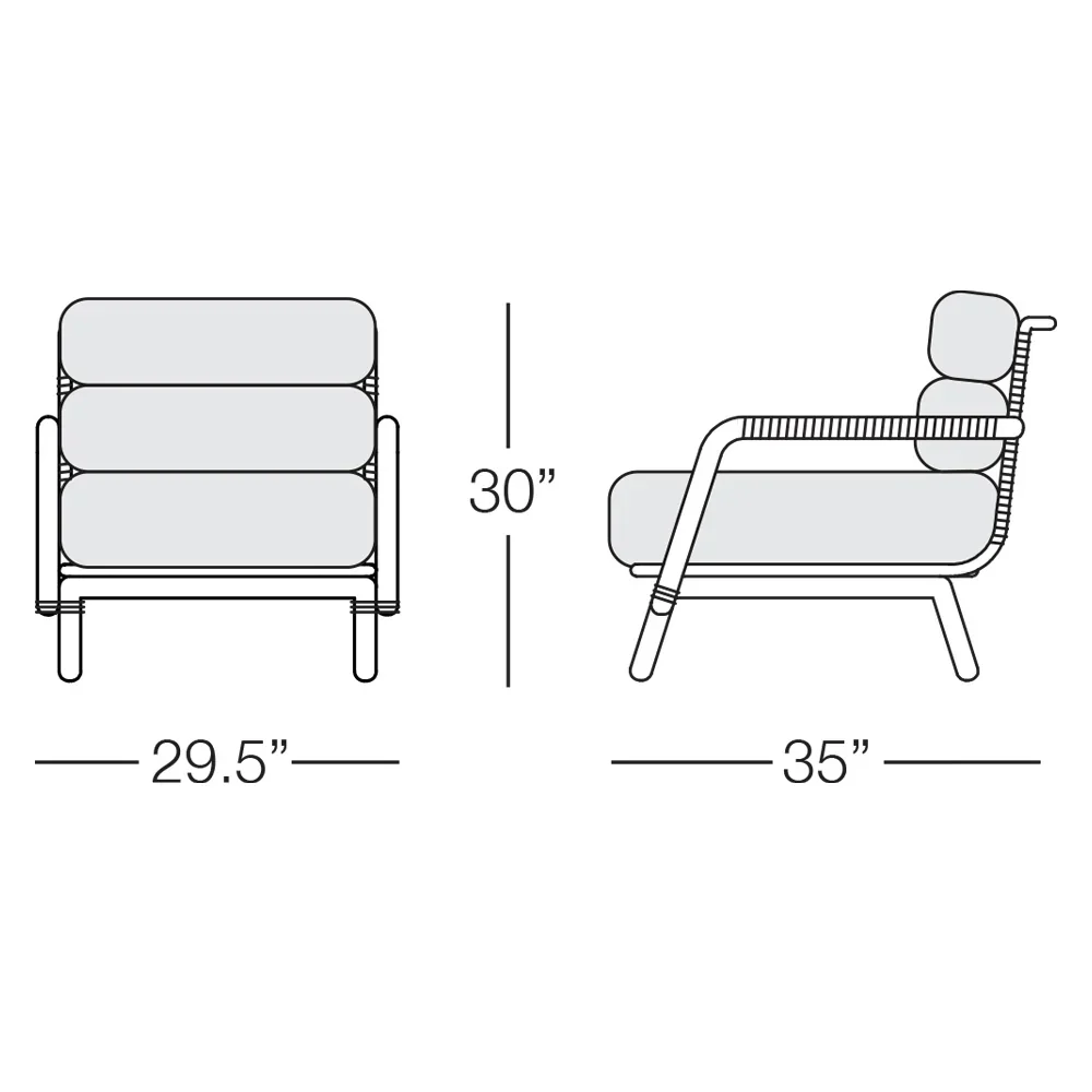 Amazonia Armchair with Graphite Frame, Granite and Fieldstone Rope with Bliss Aloe Sunbrella Cushions - Image 4
