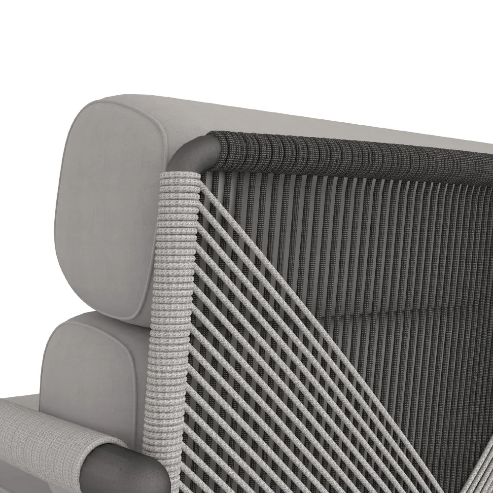 Amazonia Armchair with Graphite Frame, Granite and Fieldstone Rope with Bliss Aloe Sunbrella Cushions - Image 5