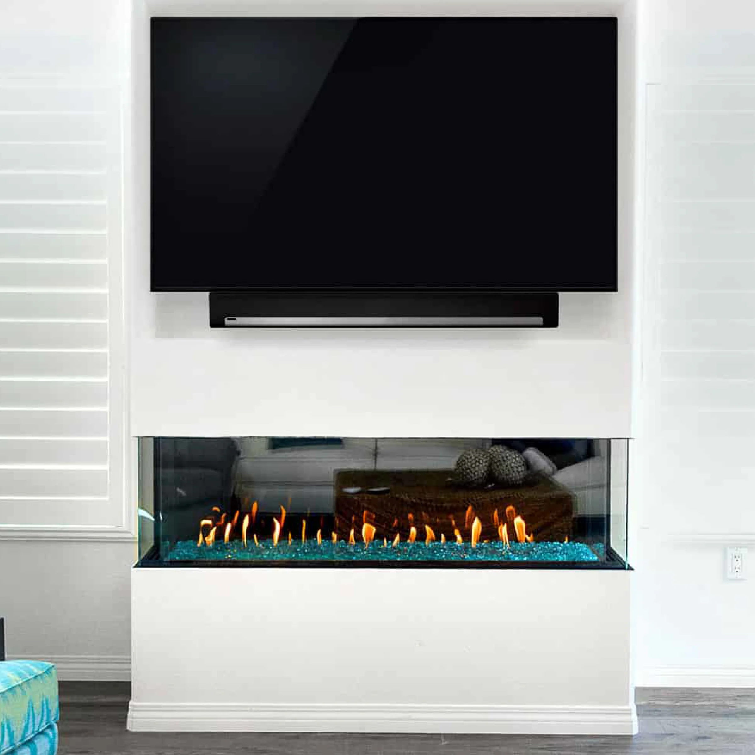 Double Corner 16" Regular Glass Height Fireplace - Image 6