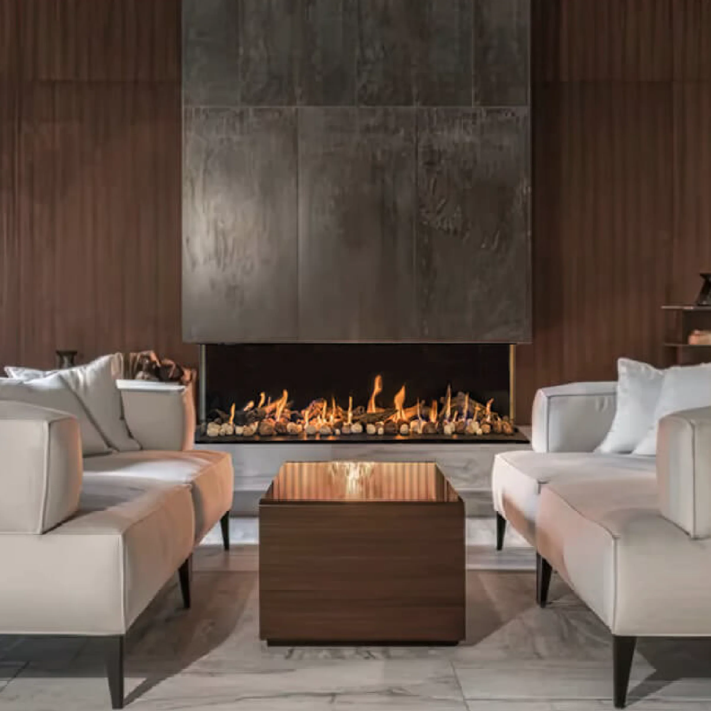 Double Corner 16" Regular Glass Height Fireplace - Image 3