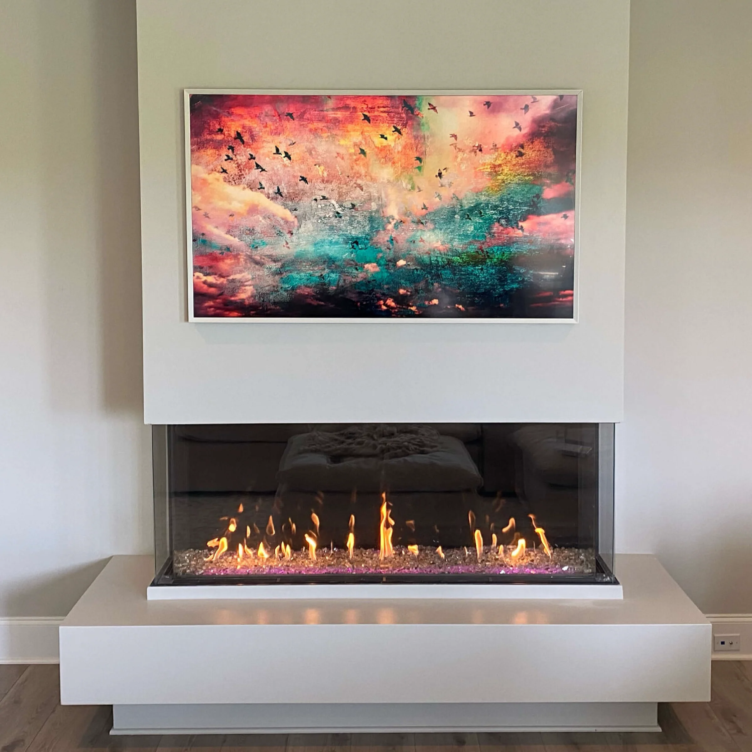 Double Corner 24" High Glass Height Fireplace - Image 4
