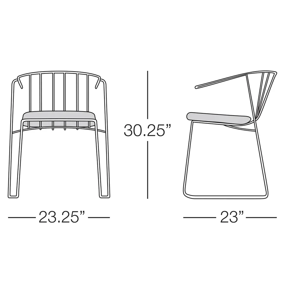 Intercoastal Dining Chair with Arms - Aquamarine Powder Coat - Sunbrella Parchment Cushions - Image 3