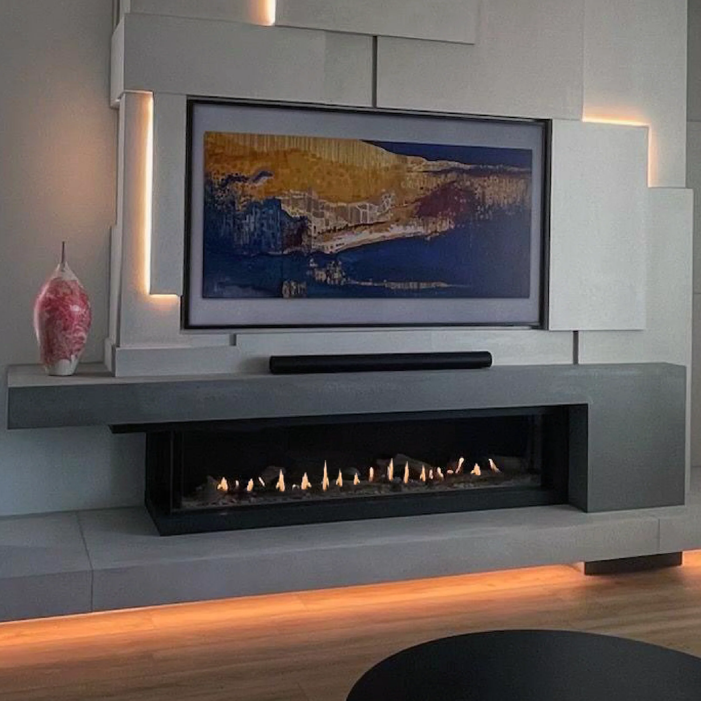 Left Corner 16" Regular Glass Height Fireplace - Image 4