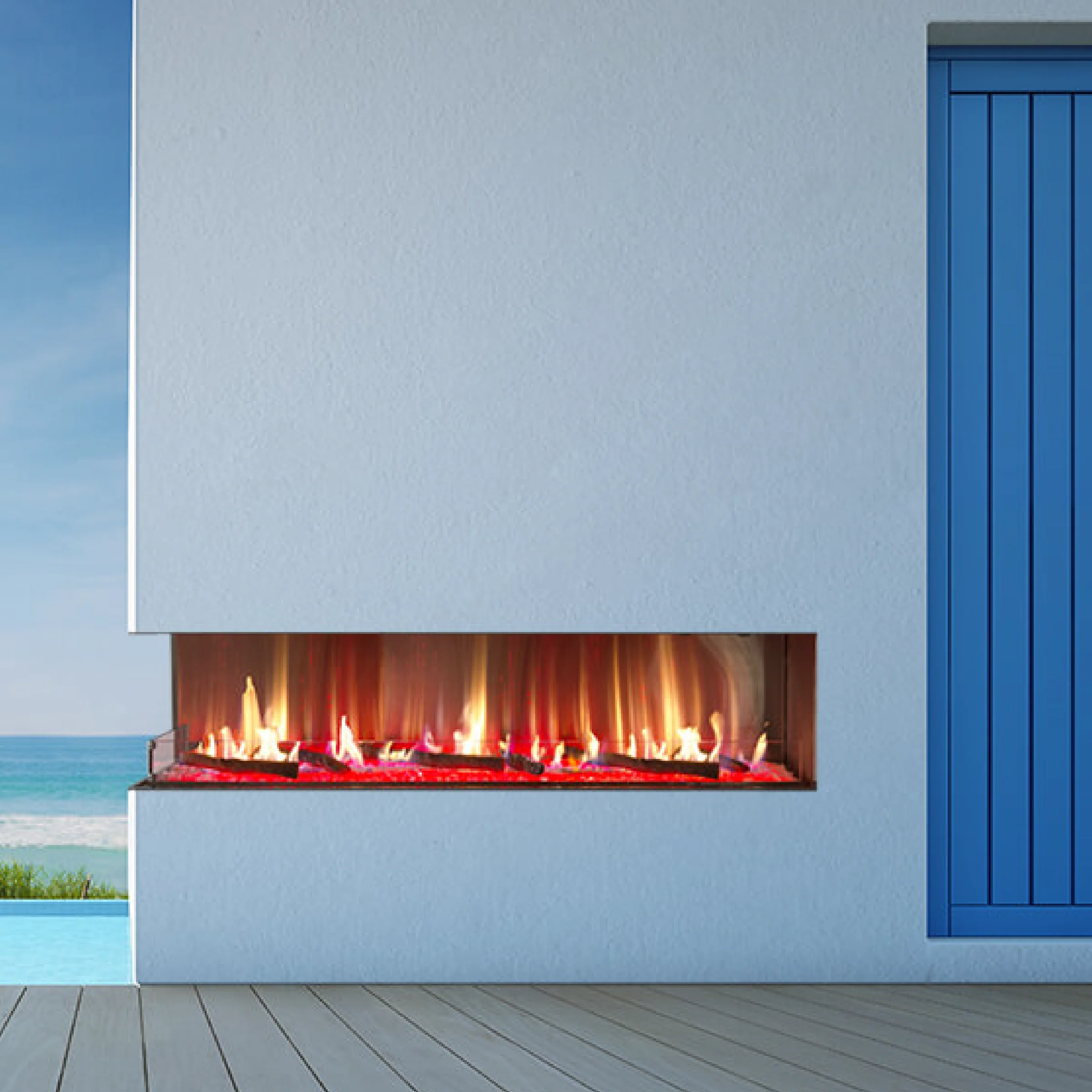 Left Corner 16" Regular Glass Height Fireplace - Image 5