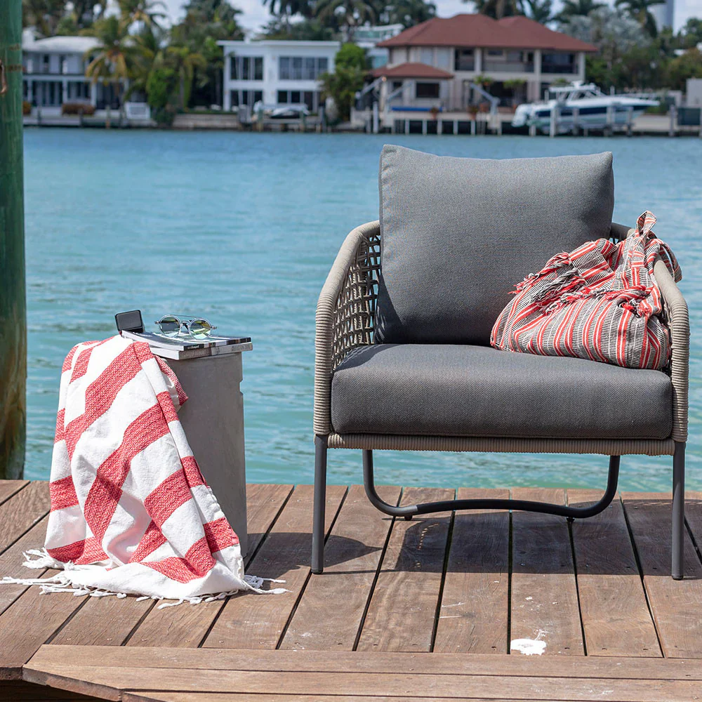 Sardinia Armchair with Blend Mist Sunbrella Fabric Cushion - Image 4