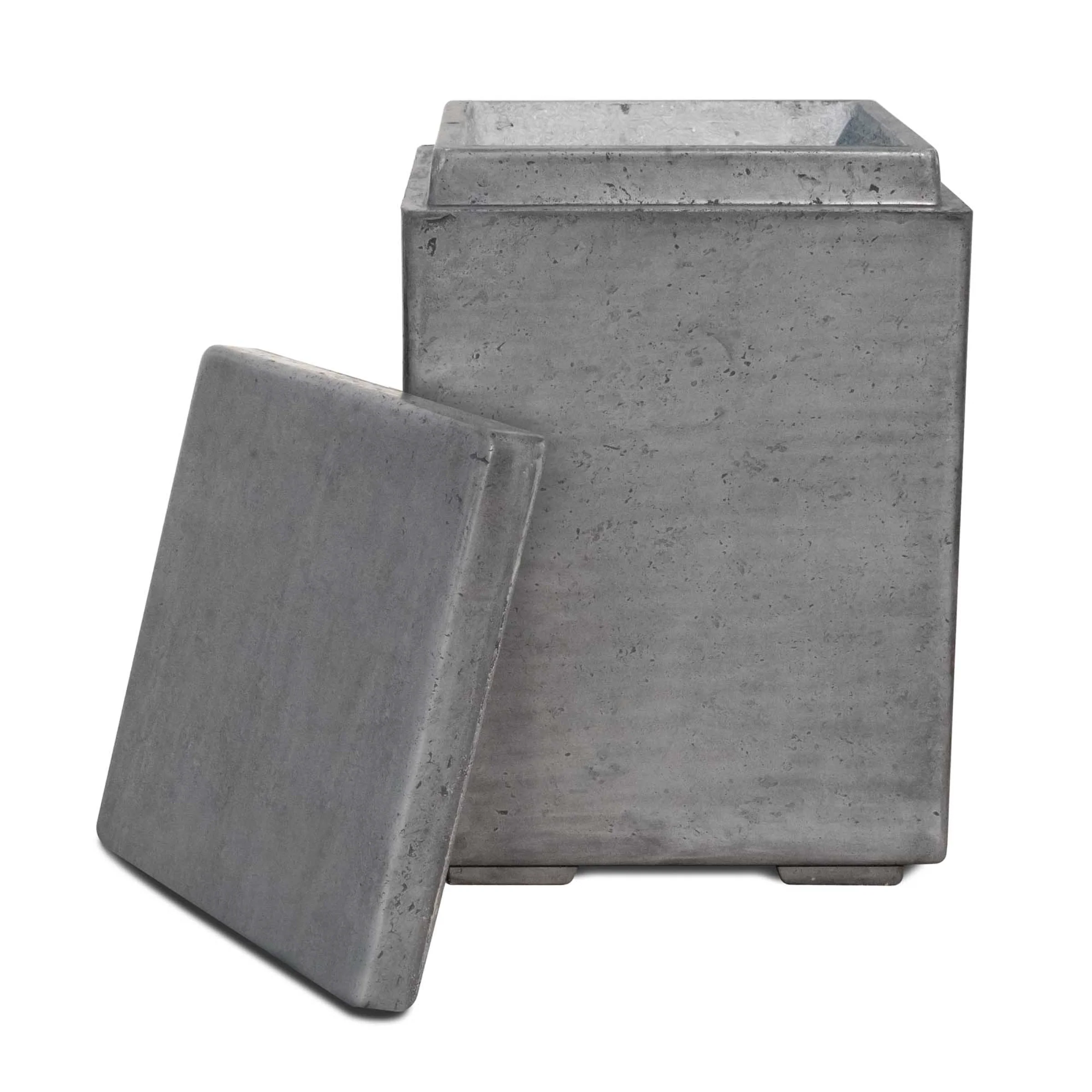 Square Propane Tank Enclosure - GFRC Concrete - Rustic Moss Stone