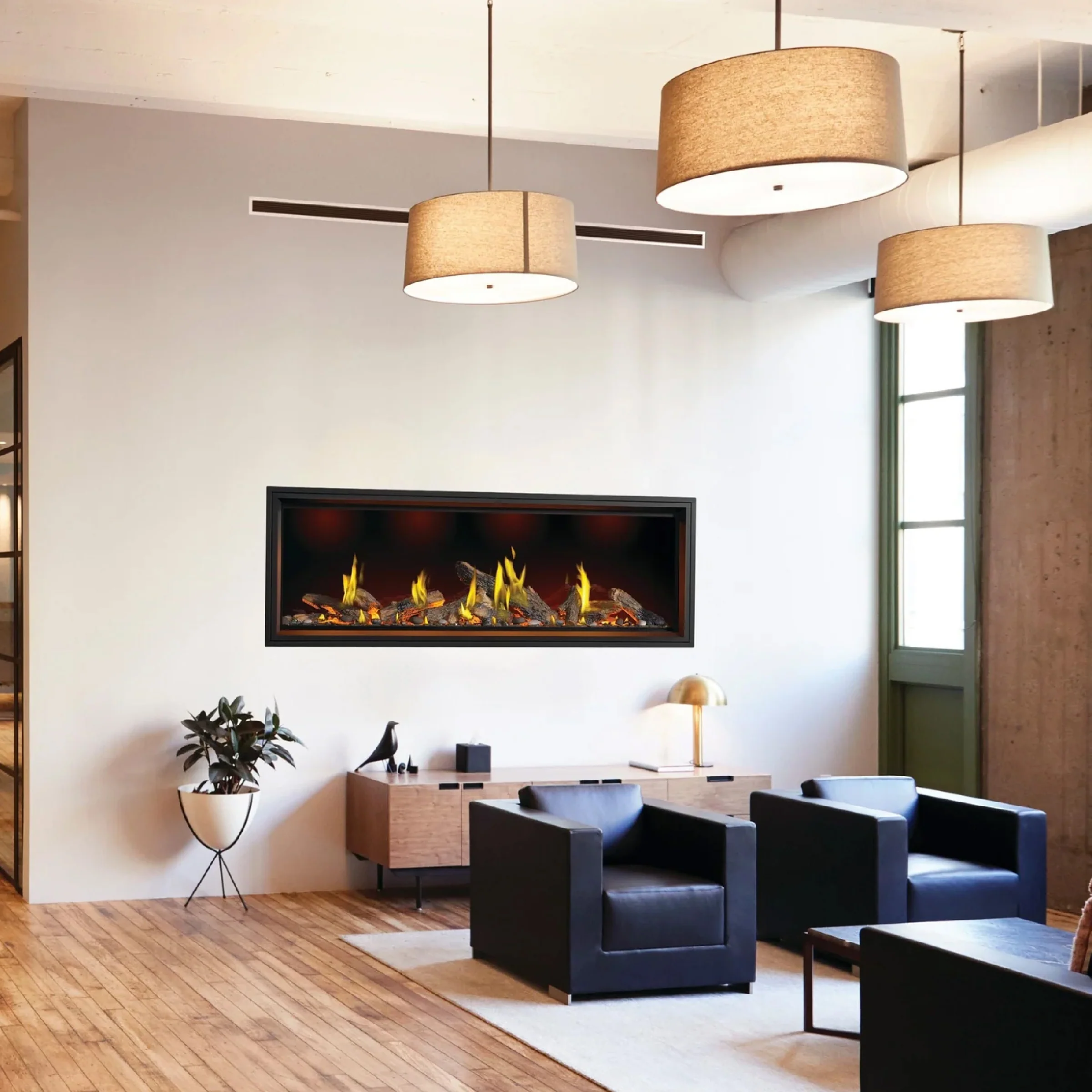 TALL LINEAR VECTOR WITH LUMINOUS LOGS FIREPLACE - Image 3